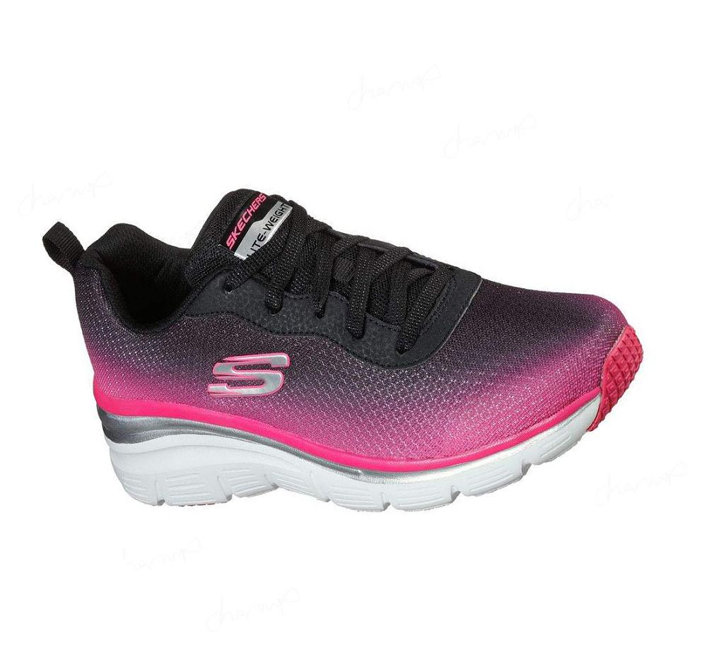 Zapatillas Skechers Moda Fit - Build Up Mujer Negras Rosas | I823P_AR