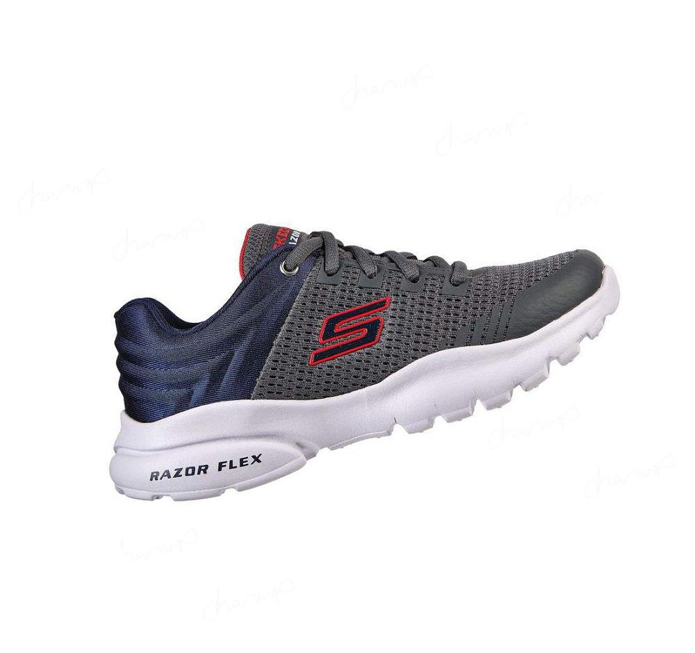 Zapatillas Skechers Razor Flex - Skorvo Niño Gris Azul Marino | I3T05_AR