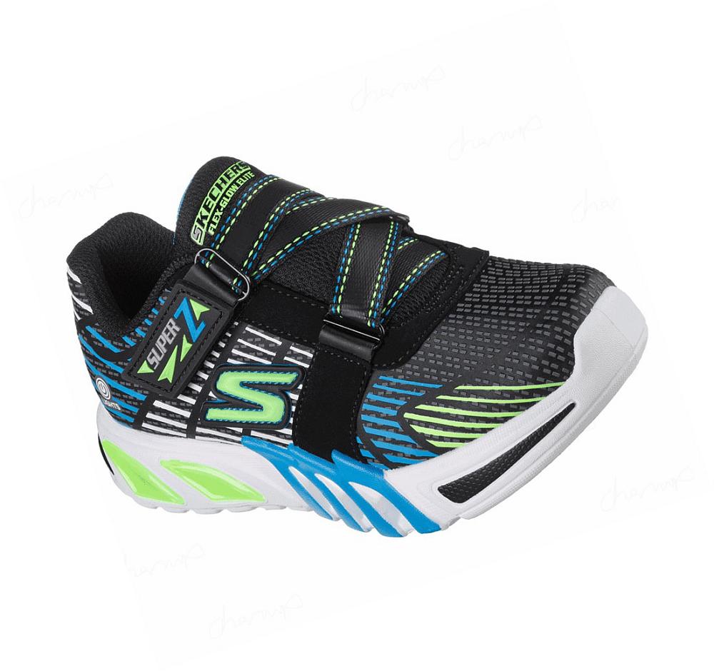 Zapatillas Skechers S Lights: Flex-Glow Elite - Zurvo Niño Negras Verde Claro | I3A5E_AR