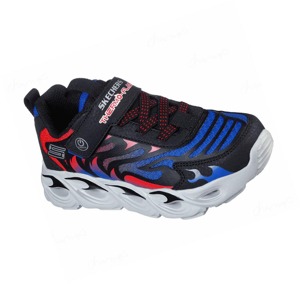 Zapatillas Skechers S Lights: Thermo-Flash Niño Negras Rojas Azules | I120K_AR