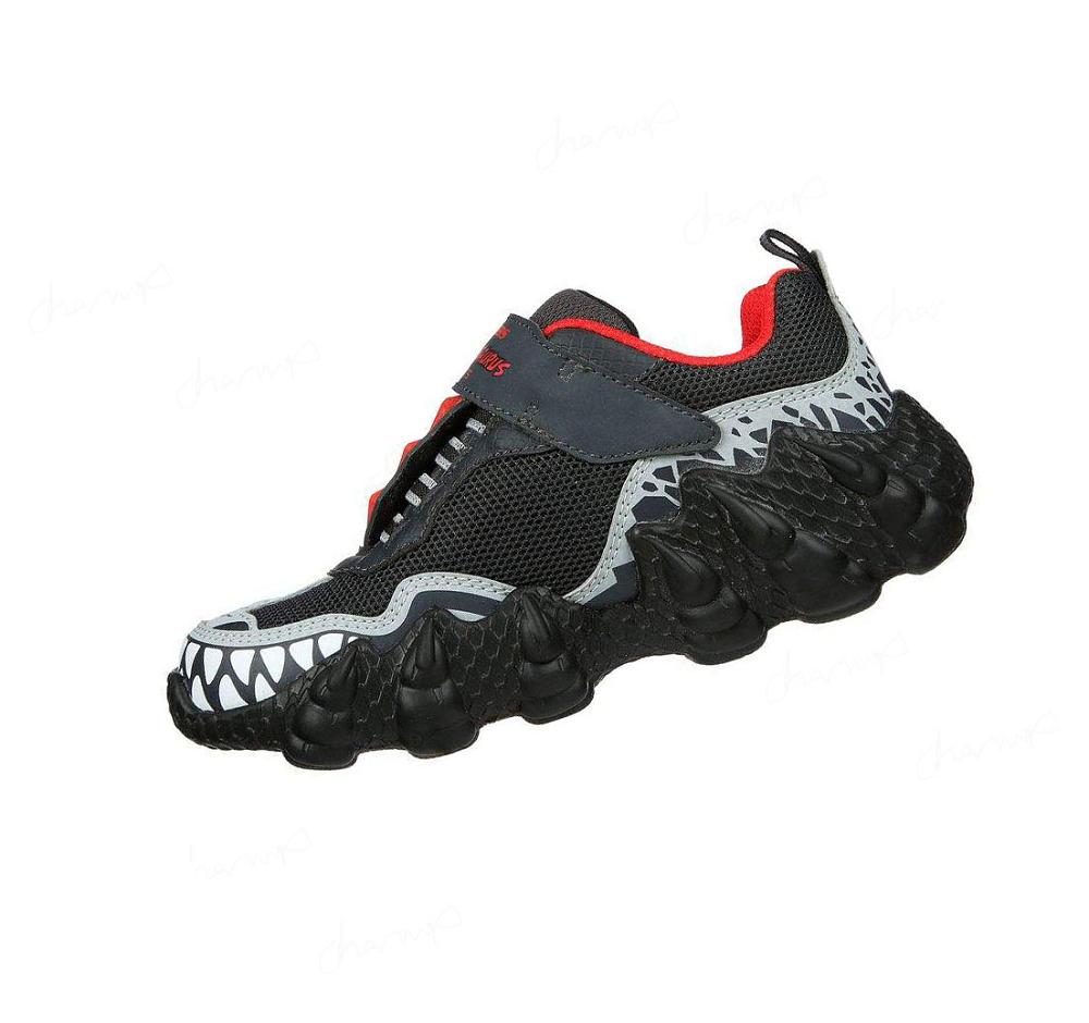 Zapatillas Skechers Skech-O-Saurus Lights - Dino-Tracker Niño Gris Rojas | I020L_AR