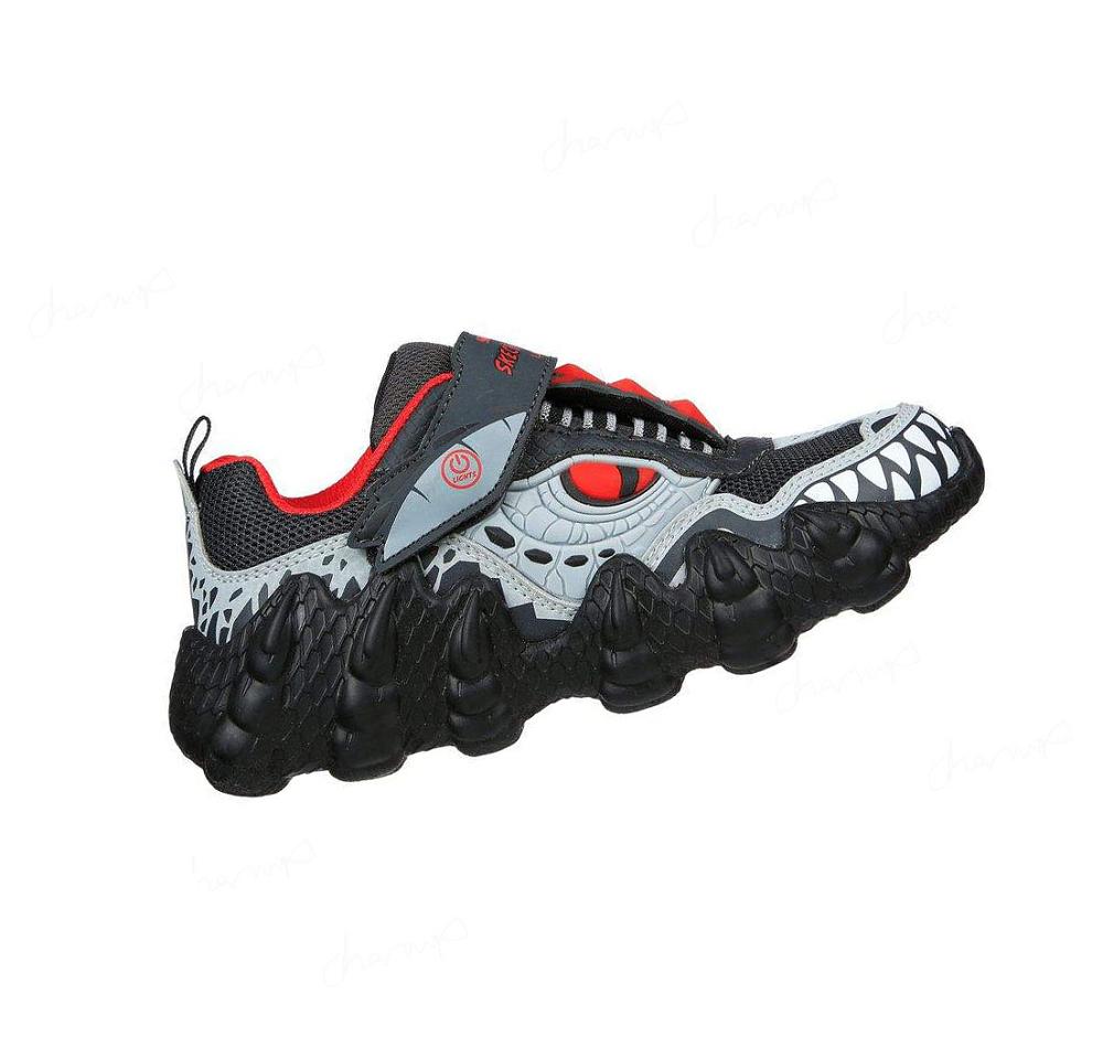 Zapatillas Skechers Skech-O-Saurus Lights - Dino-Tracker Niño Gris Rojas | I020L_AR