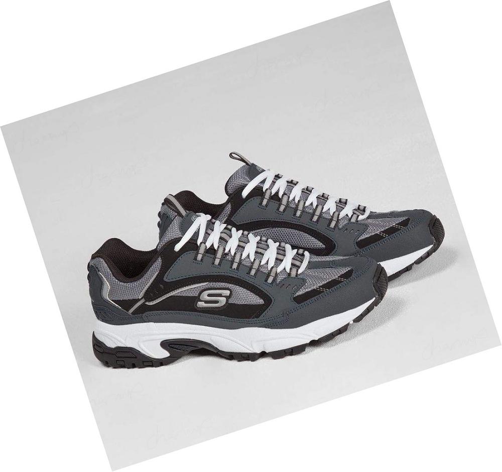 Zapatillas Skechers Stamina - Cutback Hombre Azul Marino Negras | 39893_AR