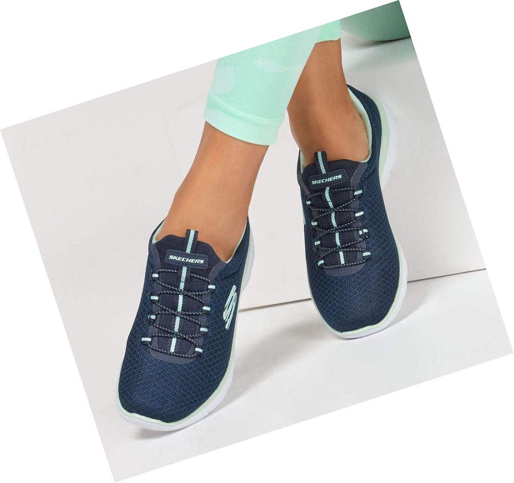 Zapatillas Skechers Summits Mujer Azul Marino | I12AL_AR