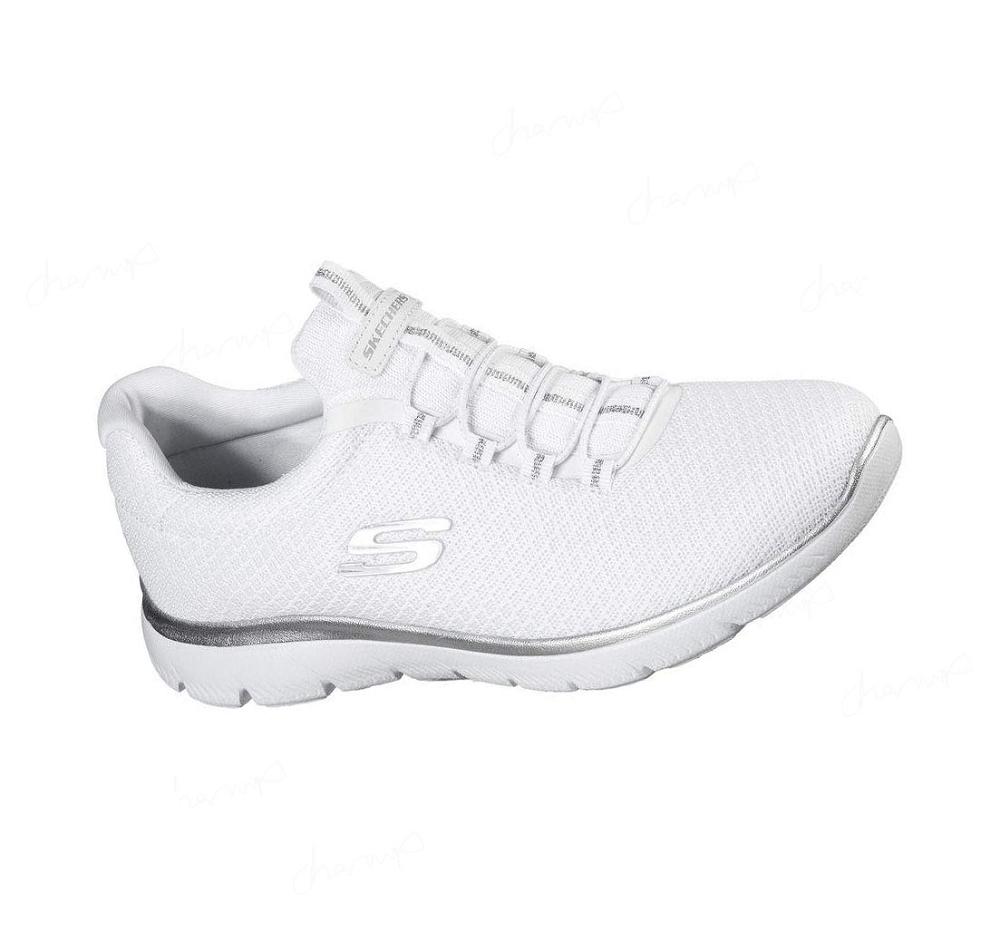 Zapatillas Skechers Summits Mujer Blancas Plateadas | T9698_AR