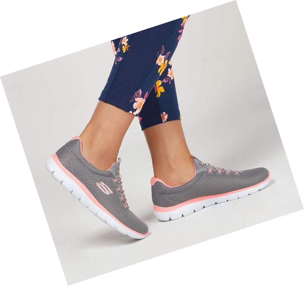 Zapatillas Skechers Summits Mujer Gris Rosas | T6T2K_AR