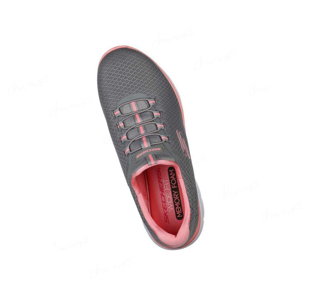 Zapatillas Skechers Summits Mujer Gris Rosas | T6T2K_AR