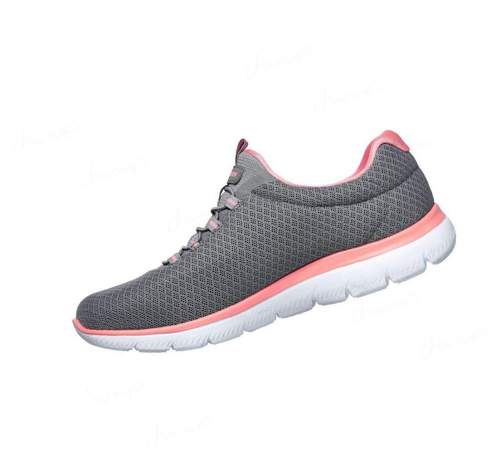 Zapatillas Skechers Summits Mujer Gris Rosas | T6T2K_AR