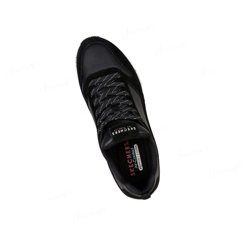 Zapatillas Skechers Uno - Draw 2 Hombre Negras Blancas | A11AL_AR