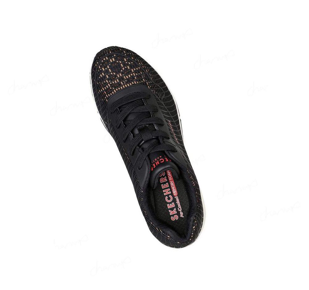 Zapatillas Skechers Uno - Wild N Free Mujer Negras Leopardo | I8990_AR