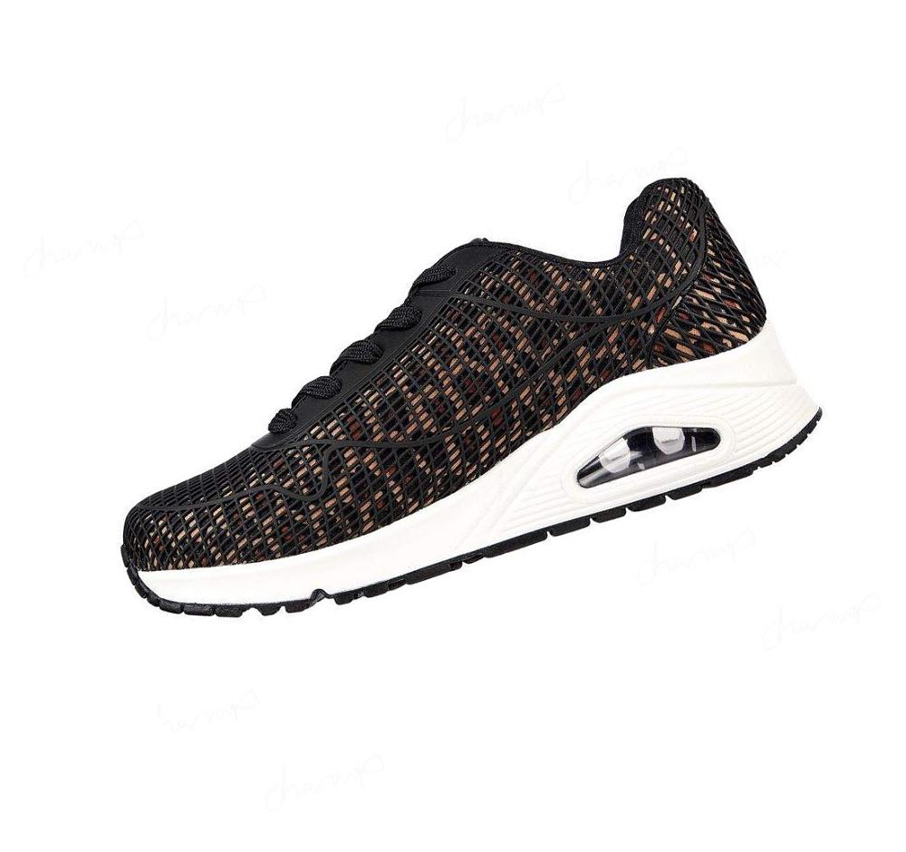 Zapatillas Skechers Uno - Wild N Free Mujer Negras Leopardo | I8990_AR