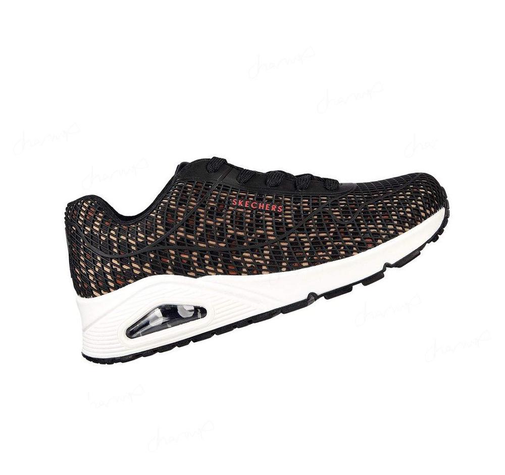 Zapatillas Skechers Uno - Wild N Free Mujer Negras Leopardo | I8990_AR