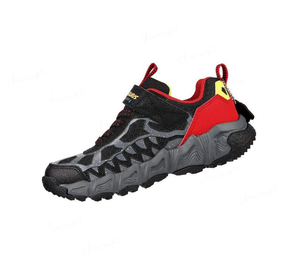 Zapatillas Skechers Velocitrek - Dino Quest Niño Negras Rojas | 8055G_AR