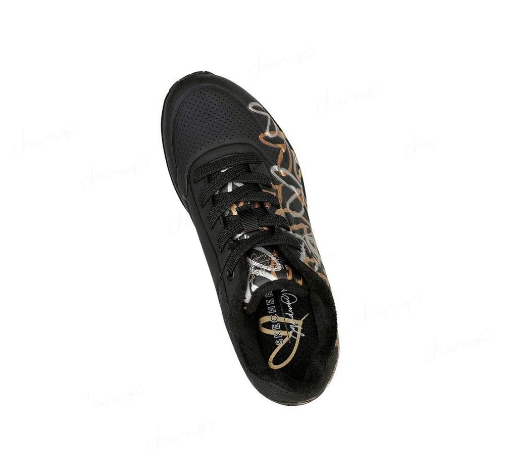 Zapatillas Skechers x JGoldcrown: Uno - Metallic Love Mujer Negras Doradas | T5A8L_AR