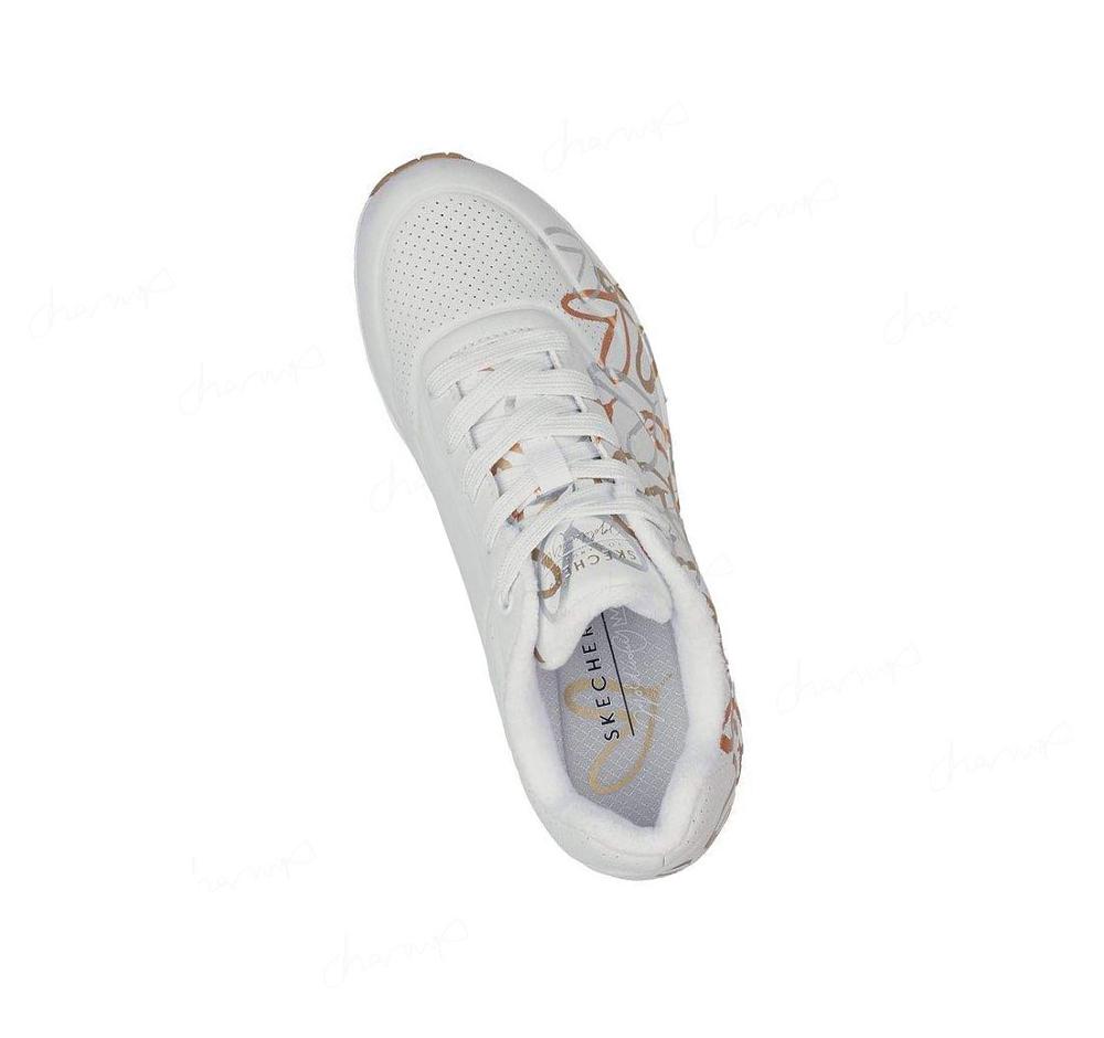 Zapatillas Skechers x JGoldcrown: Uno - Metallic Love Mujer Blancas Doradas | T5T3A_AR