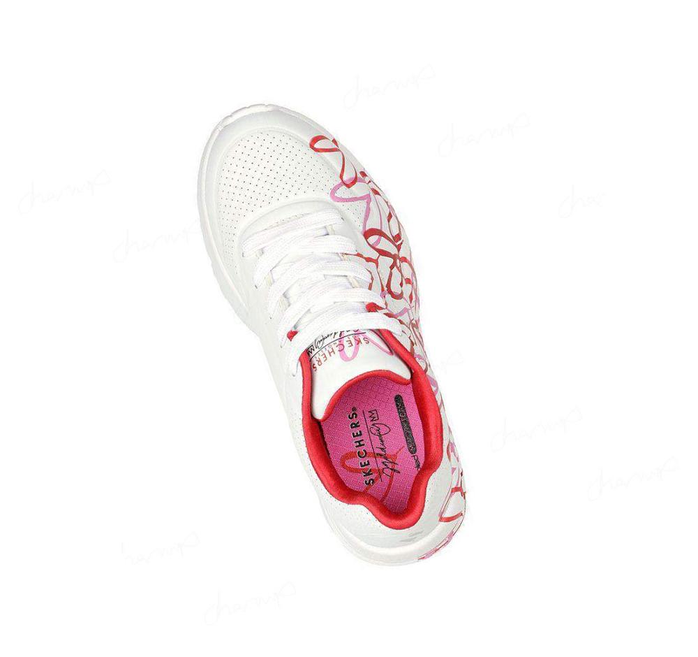 Zapatillas Skechers x JGoldcrown: Uno Lite - Spread the Joy Niña Blancas Rojas Rosas | T9958_AR