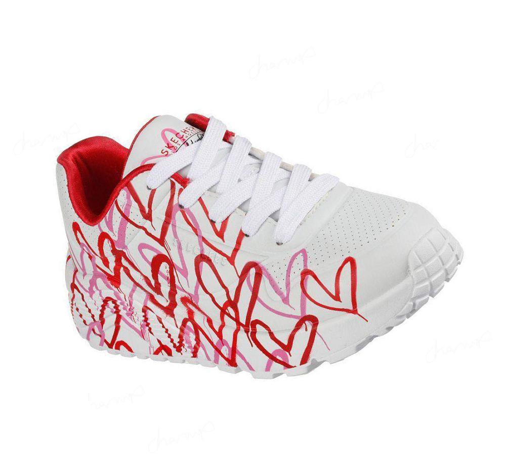 Zapatillas Skechers x JGoldcrown: Uno Lite - Spread the Joy Niña Blancas Rojas Rosas | T9958_AR