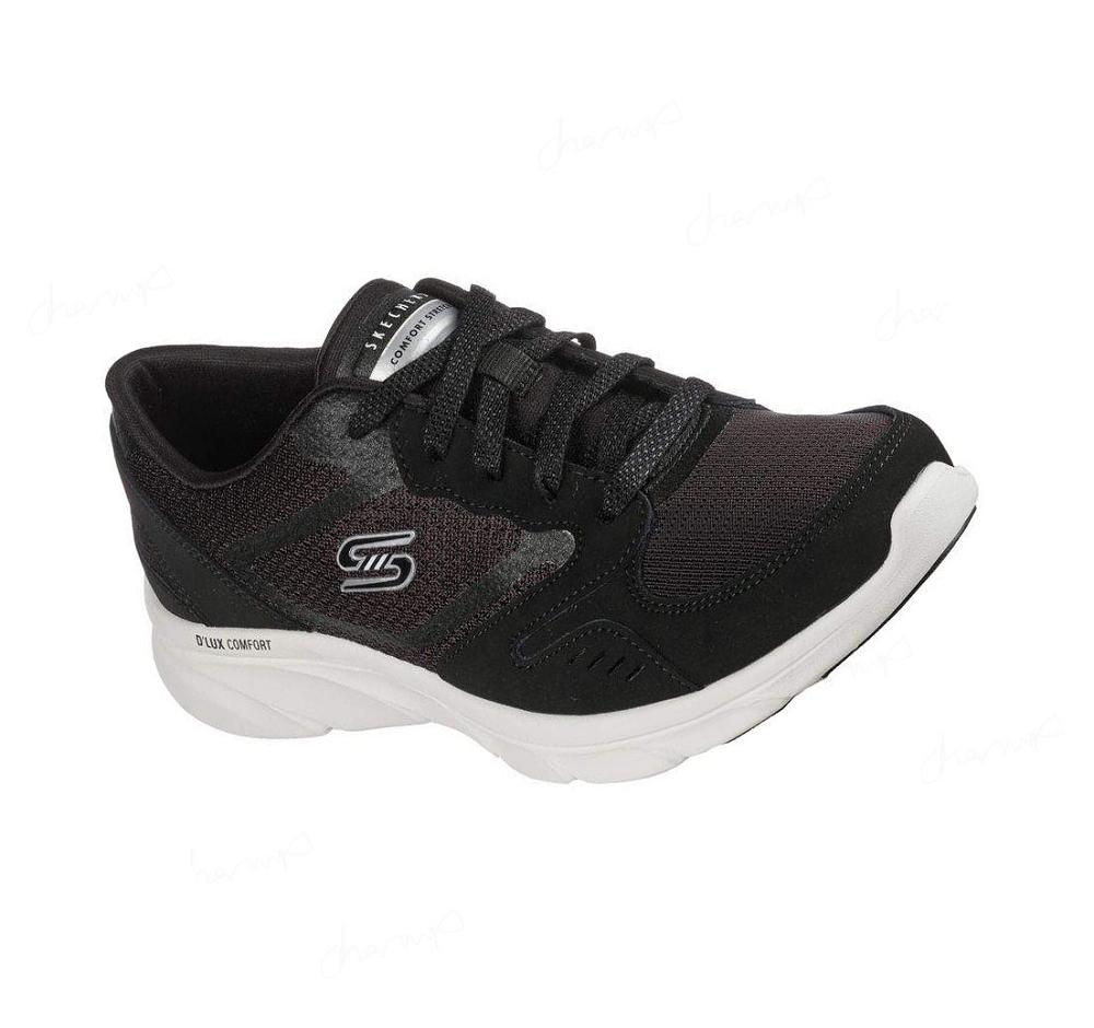 Zapatos Casuales Skechers Relaxed Fit: D\'Lux Comodidad - Plenty Success Mujer Negras Blancas | A963Q_AR