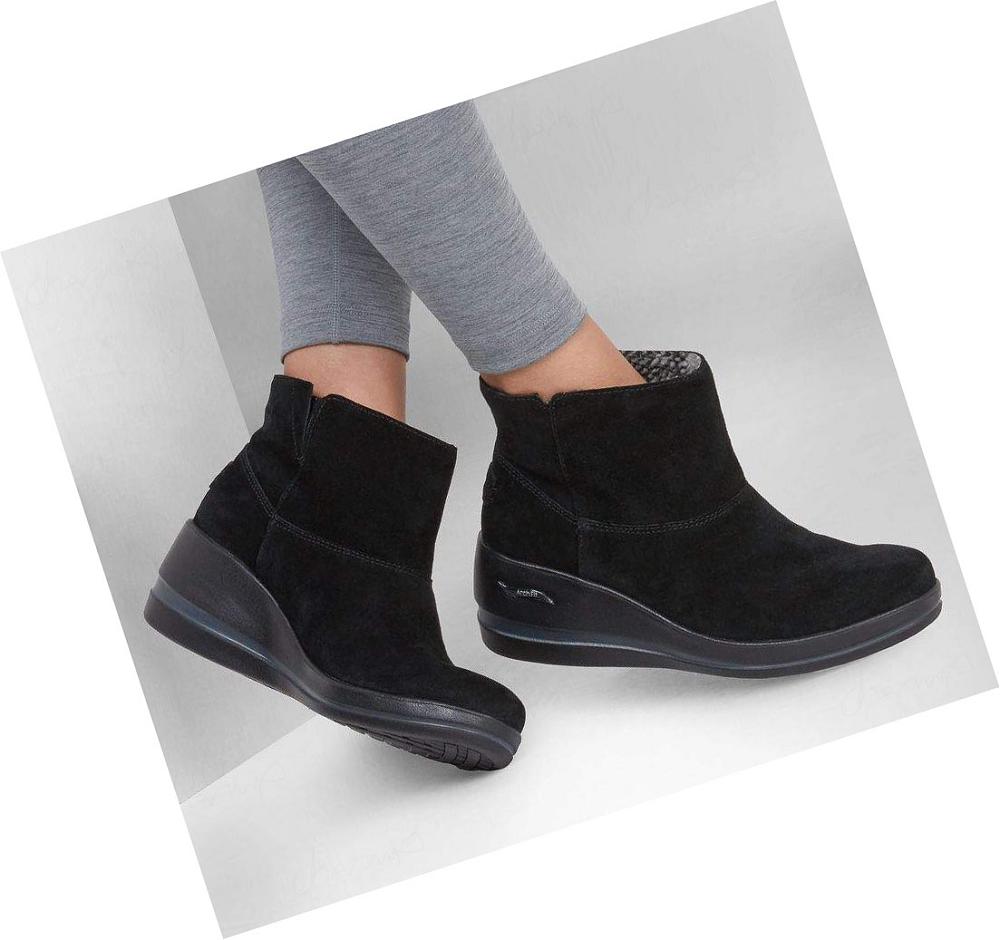 Zapatos Cuña Skechers Arch Fit Rise - Posh Mujer Negras | 30280_AR