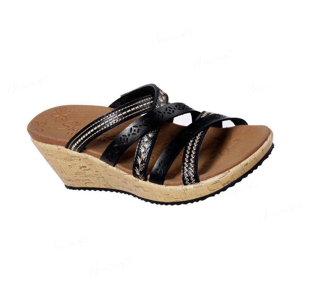 Zapatos Cuña Skechers Beverlee - Tiger Posse Sandal Mujer Negras | 33030_AR