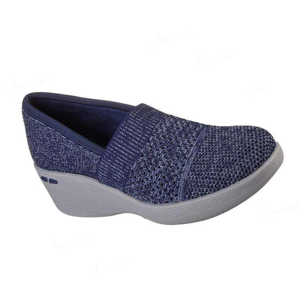 Zapatos Cuña Skechers Pier-Lite - Wow Factor Mujer Azul Marino | 3126L_AR