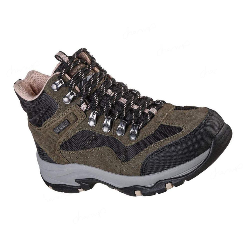 Zapatos De Senderismo Skechers Relaxed Fit: Trego - Base Camp Mujer Verde Oliva Negras | 69038_AR