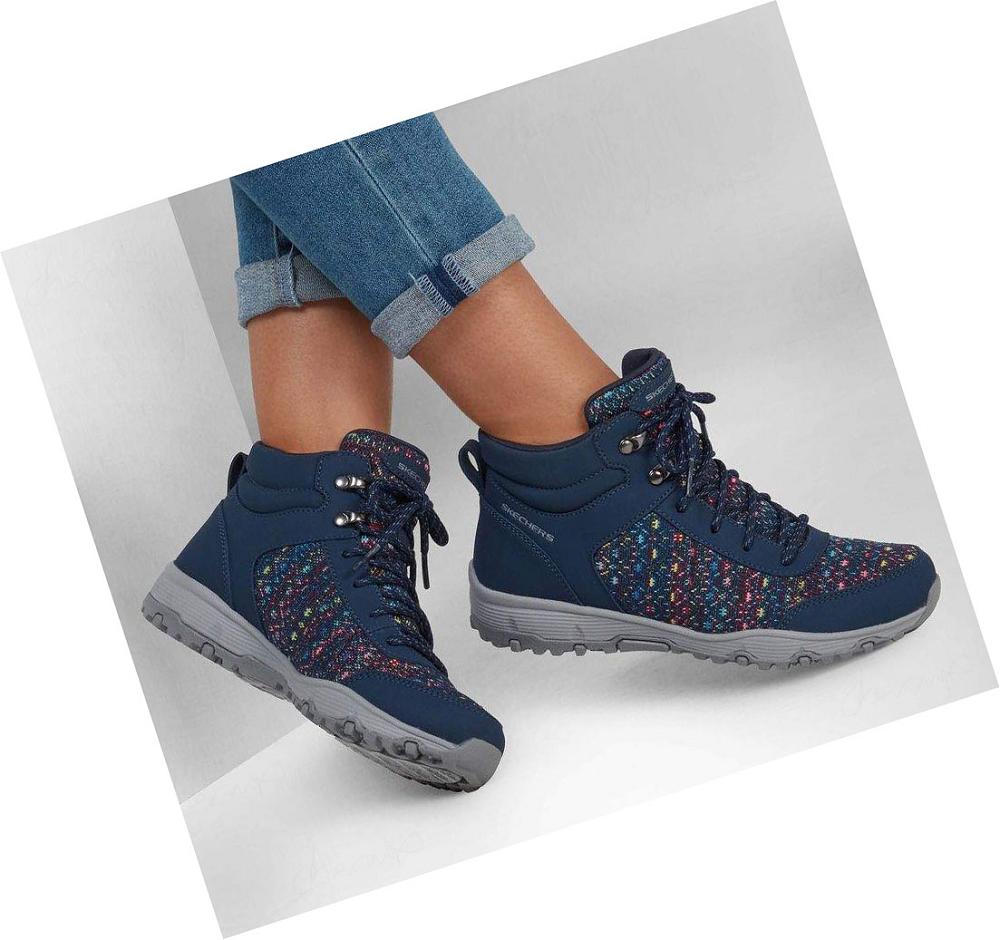 Zapatos De Senderismo Skechers Seager Hiker - Art-Beat Mujer Azul Marino Multicolor | 6853B_AR