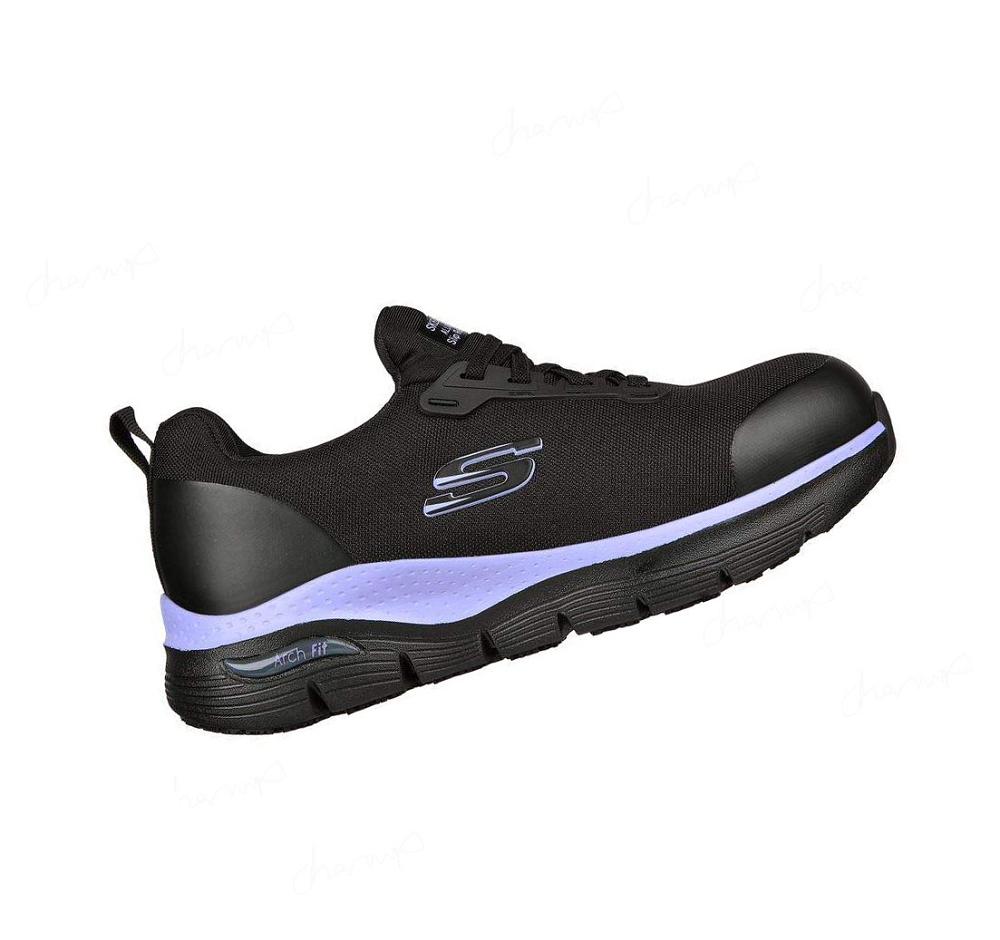 Zapatos De Trabajo Skechers Arch Fit SR - Evzan Mujer Negras Moradas | 39T1E_AR