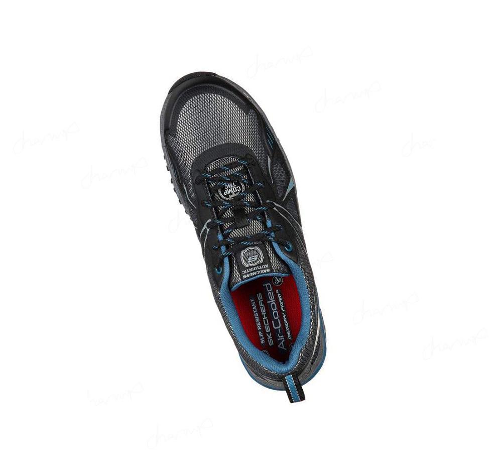 Zapatos De Trabajo Skechers Azbar Comp Puntera Hombre Negras Azules | A261D_AR