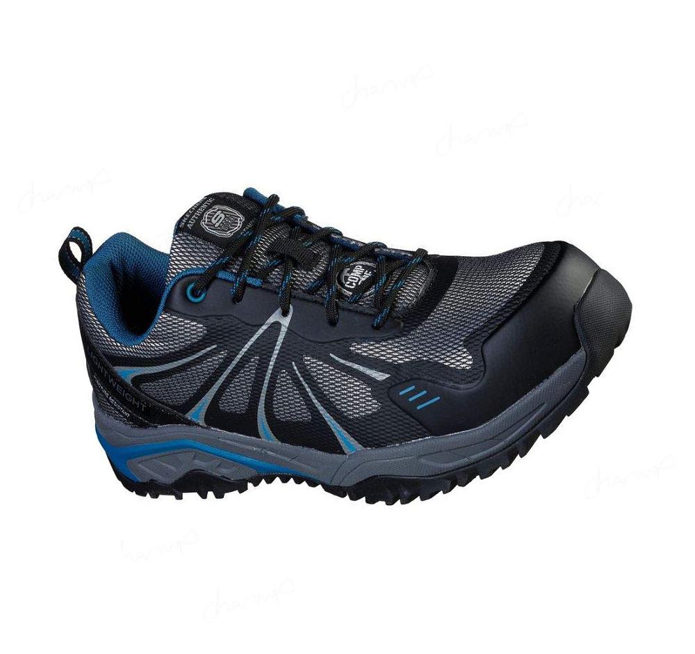 Zapatos De Trabajo Skechers Azbar Comp Puntera Hombre Negras Azules | A261D_AR