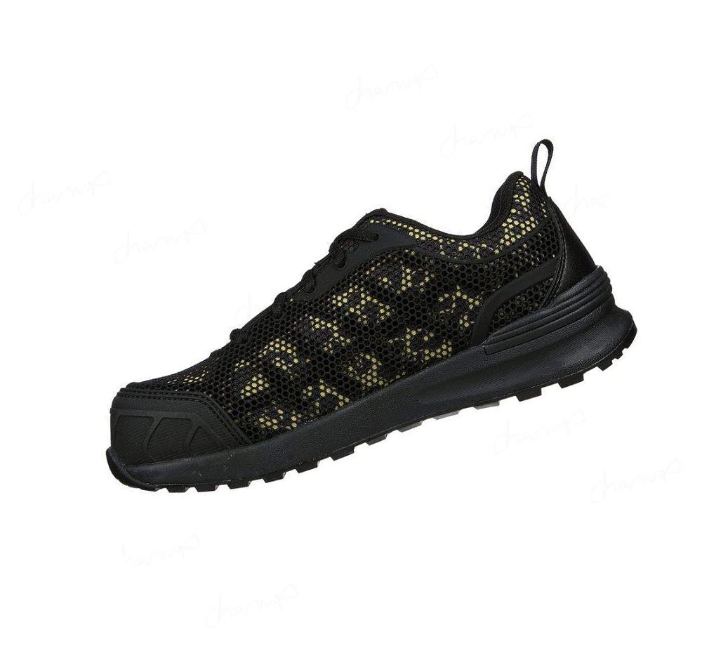 Zapatos De Trabajo Skechers Bulklin - Lyndale Comp Puntera Mujer Negras Leopardo | 5921E_AR