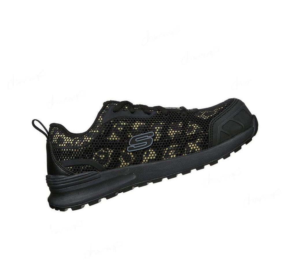 Zapatos De Trabajo Skechers Bulklin - Lyndale Comp Puntera Mujer Negras Leopardo | 5921E_AR