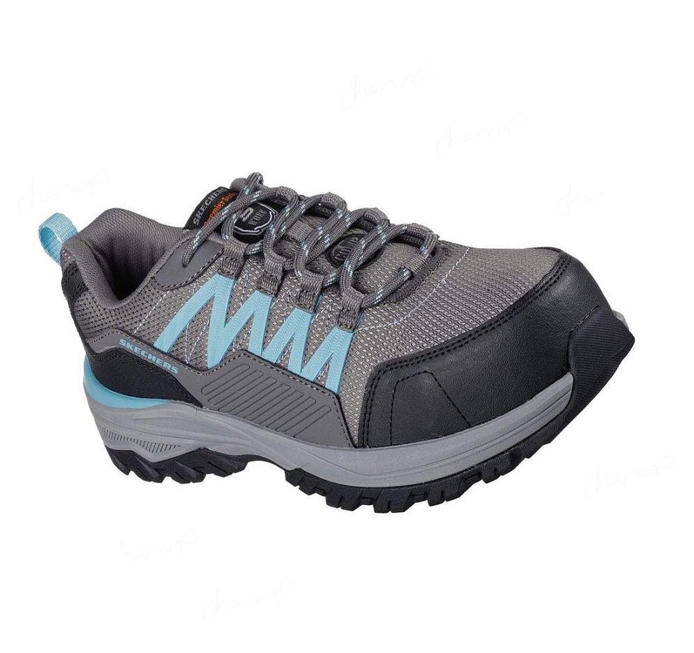 Zapatos De Trabajo Skechers Fannter - Lizal Comp Puntera Mujer Gris Azules Claro | A1A60_AR