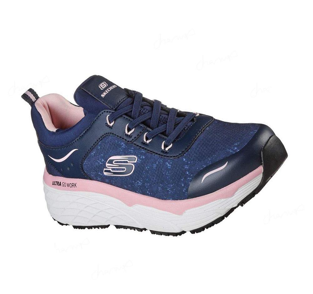 Zapatos De Trabajo Skechers Max Cushioning Elite SR - Rastip Mujer Azul Marino Rosas | 3821Q_AR