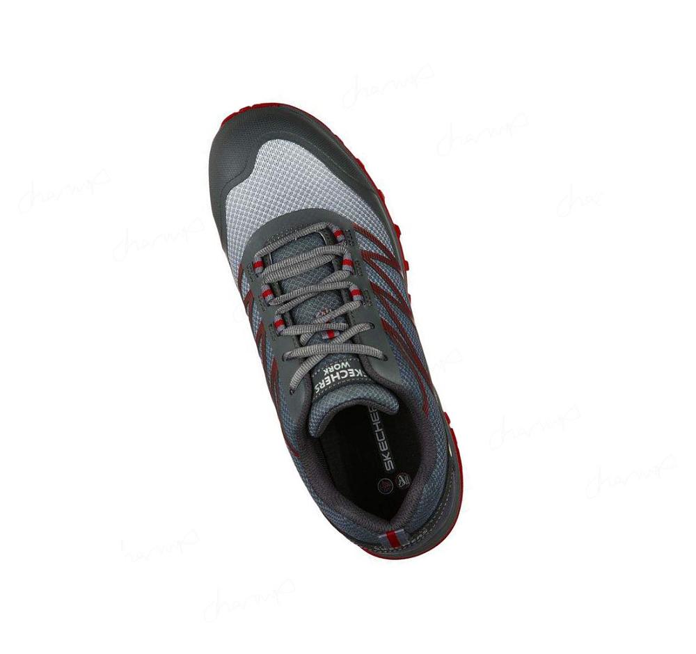 Zapatos De Trabajo Skechers Puxal ESD Comp Puntera Hombre Gris Rojas | A936B_AR