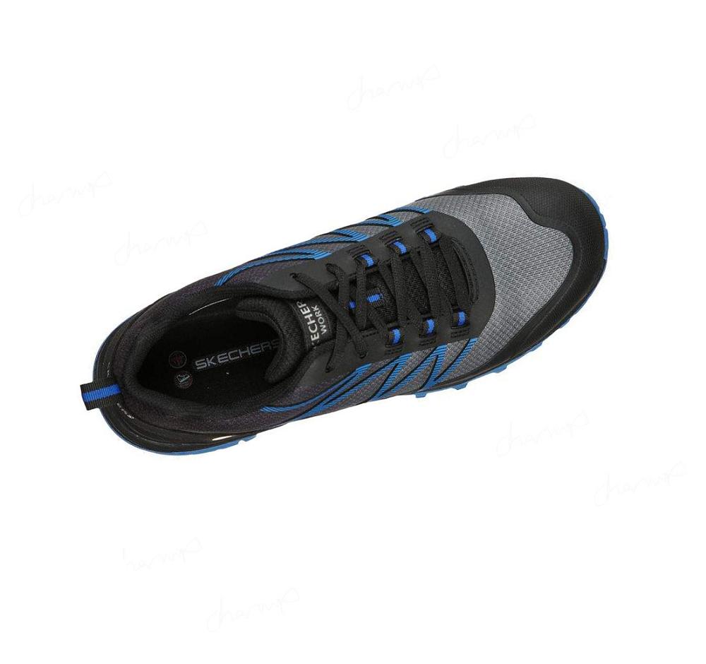 Zapatos De Trabajo Skechers Puxal ESD Comp Puntera Hombre Negras Azules | A961G_AR