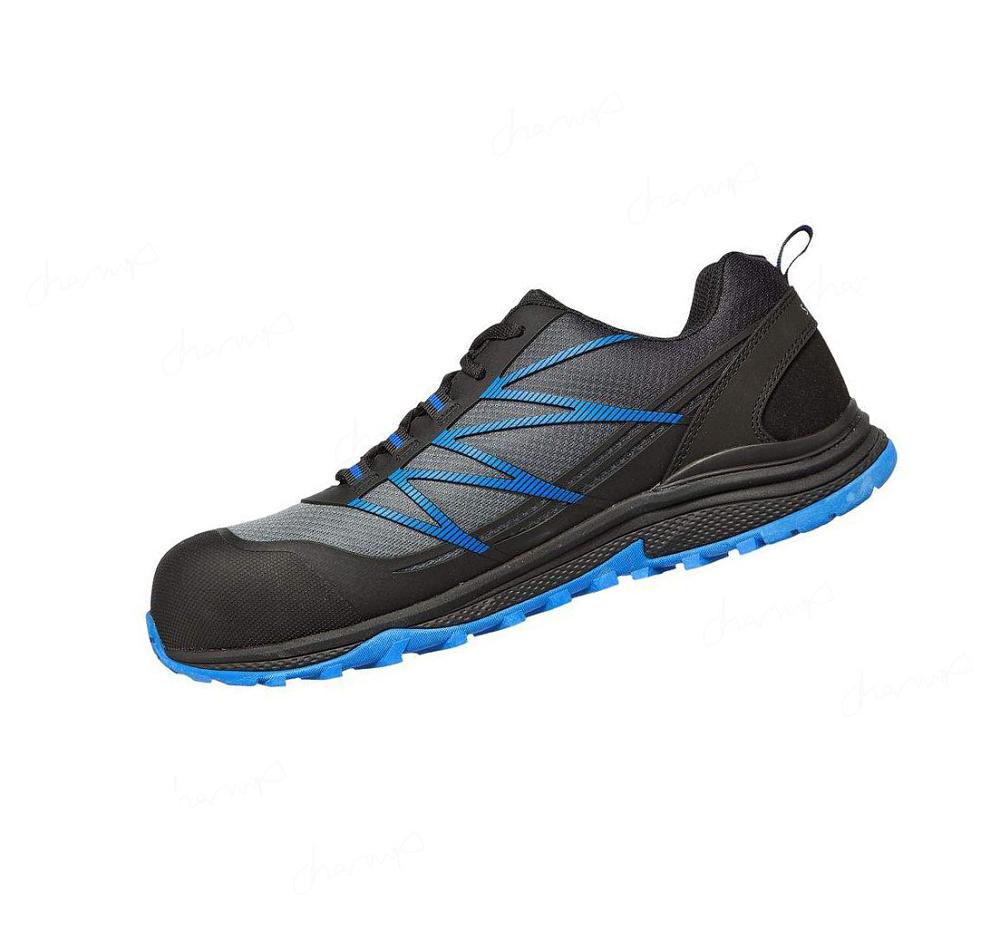 Zapatos De Trabajo Skechers Puxal ESD Comp Puntera Hombre Negras Azules | A961G_AR