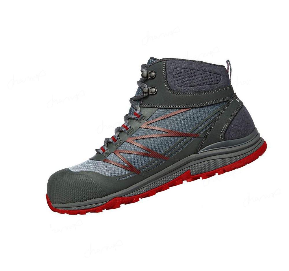 Zapatos De Trabajo Skechers Puxal - Firmle ESD Comp Puntera Hombre Gris Rojas | A661A_AR