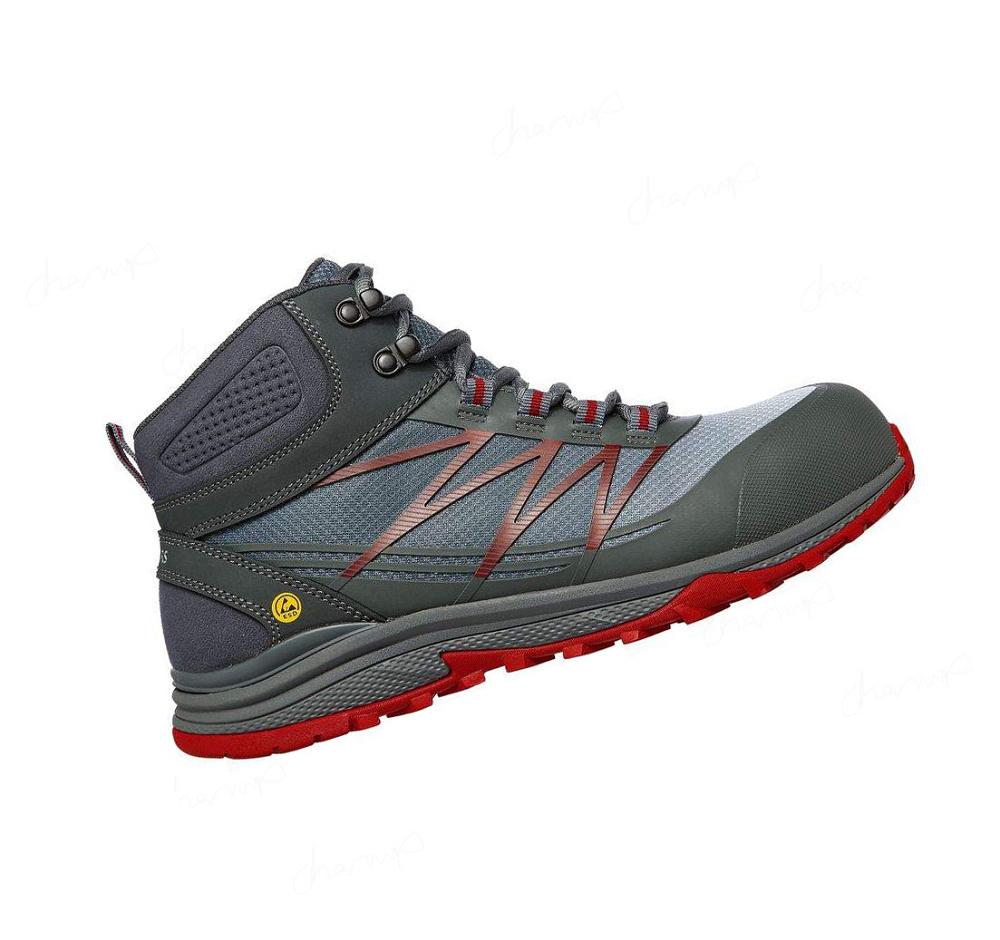 Zapatos De Trabajo Skechers Puxal - Firmle ESD Comp Puntera Hombre Gris Rojas | A661A_AR