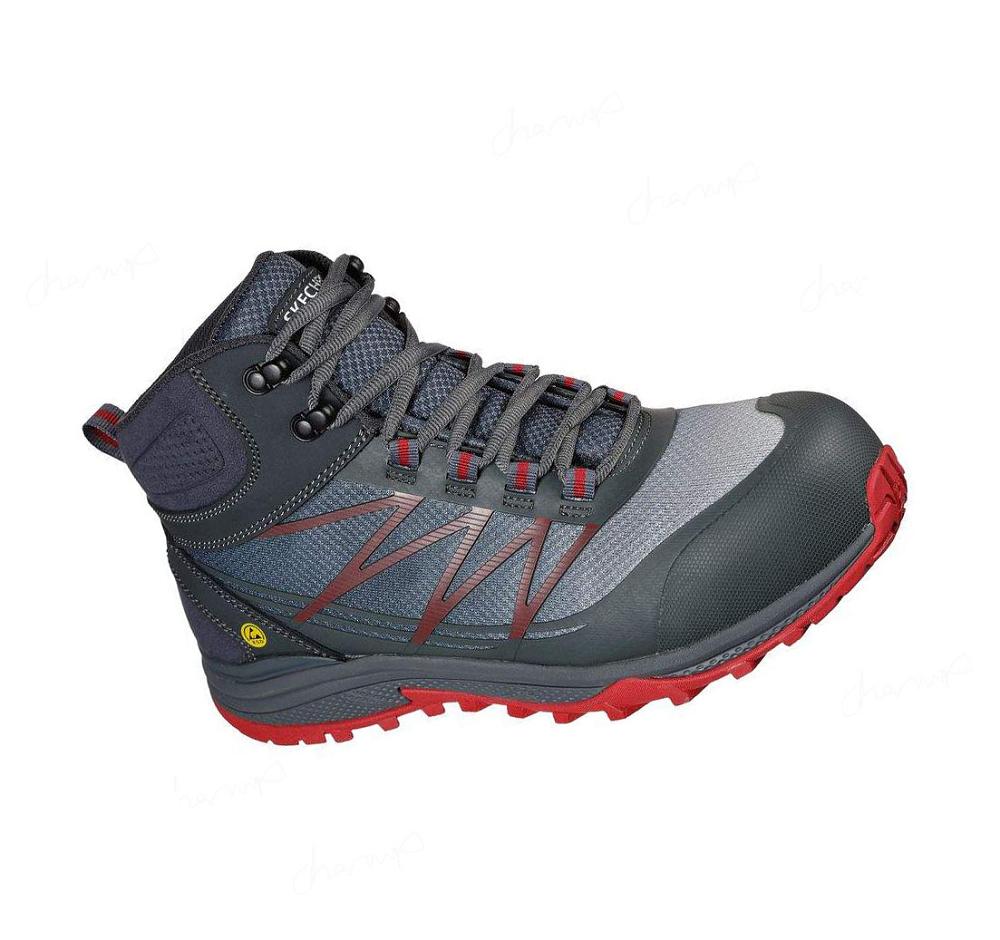 Zapatos De Trabajo Skechers Puxal - Firmle ESD Comp Puntera Hombre Gris Rojas | A661A_AR