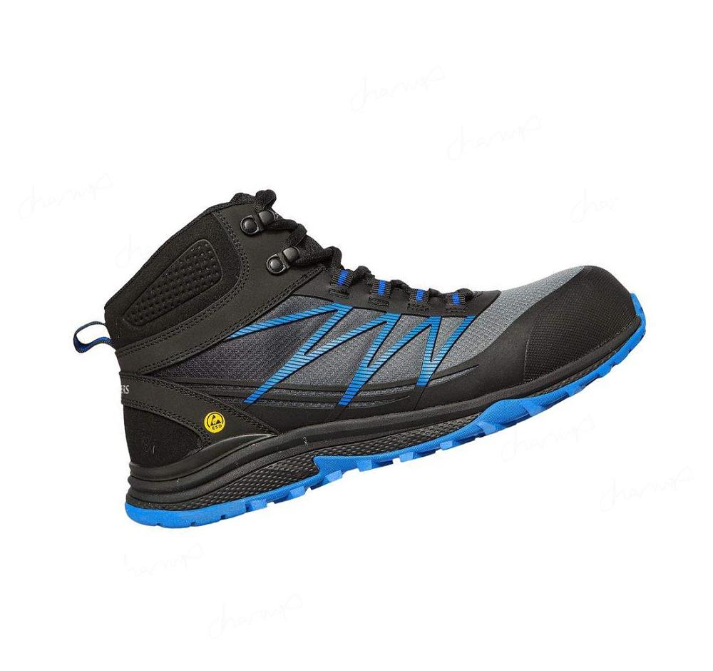 Zapatos De Trabajo Skechers Puxal - Firmle ESD Comp Puntera Hombre Negras Azules | A686L_AR