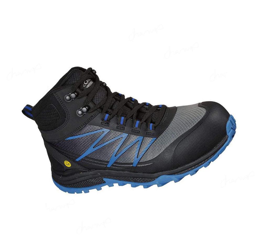 Zapatos De Trabajo Skechers Puxal - Firmle ESD Comp Puntera Hombre Negras Azules | A686L_AR