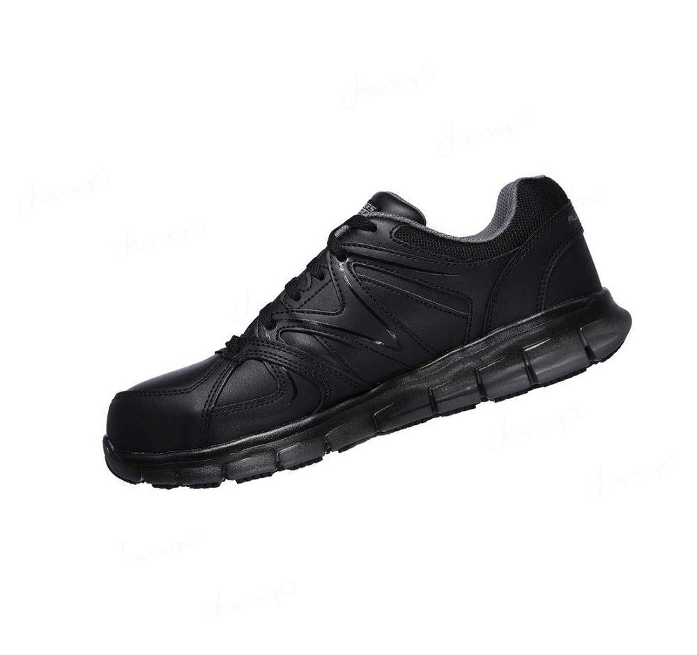 Zapatos De Trabajo Skechers Relaxed Fit: Synergy - Ekron Alloy Puntera Hombre Negras Gris | 51618_AR