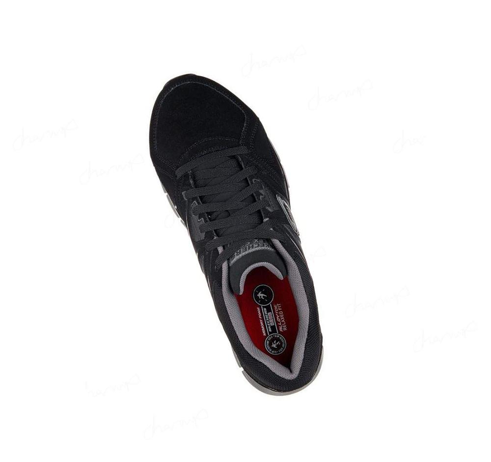 Zapatos De Trabajo Skechers Relaxed Fit: Synergy - Ekron Alloy Puntera Hombre Negras Gris | 51860_AR