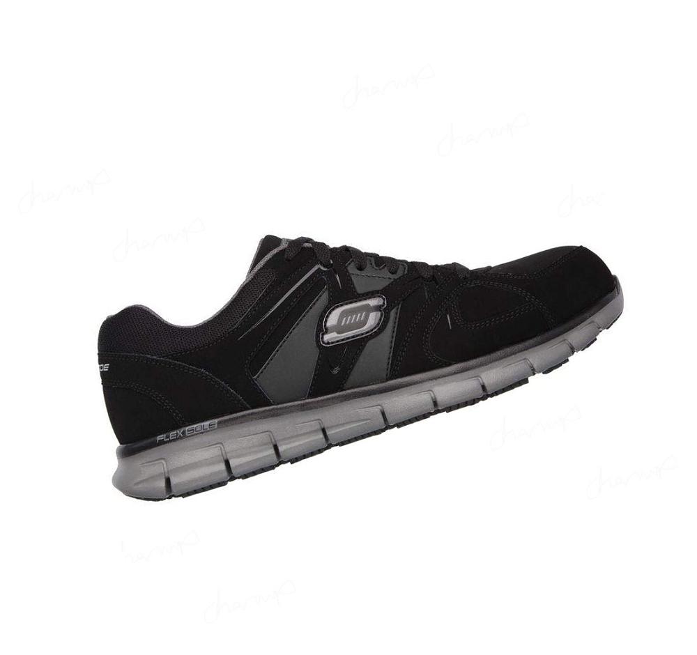 Zapatos De Trabajo Skechers Relaxed Fit: Synergy - Ekron Alloy Puntera Hombre Negras Gris | 51860_AR