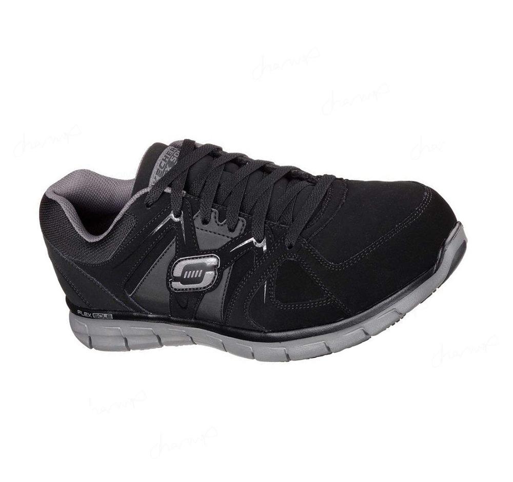 Zapatos De Trabajo Skechers Relaxed Fit: Synergy - Ekron Alloy Puntera Hombre Negras Gris | 51860_AR