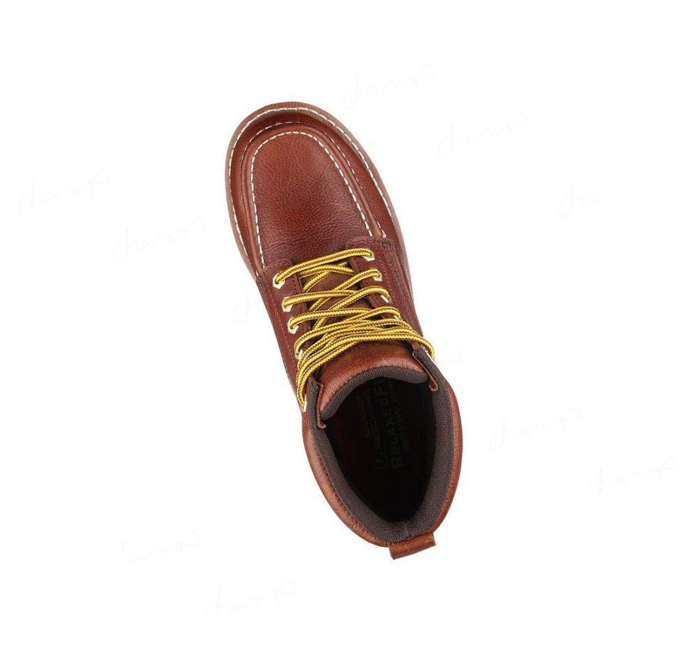 Zapatos De Trabajo Skechers Relaxed Fit: Pettus Hombre Rojas Marrones | 6261G_AR