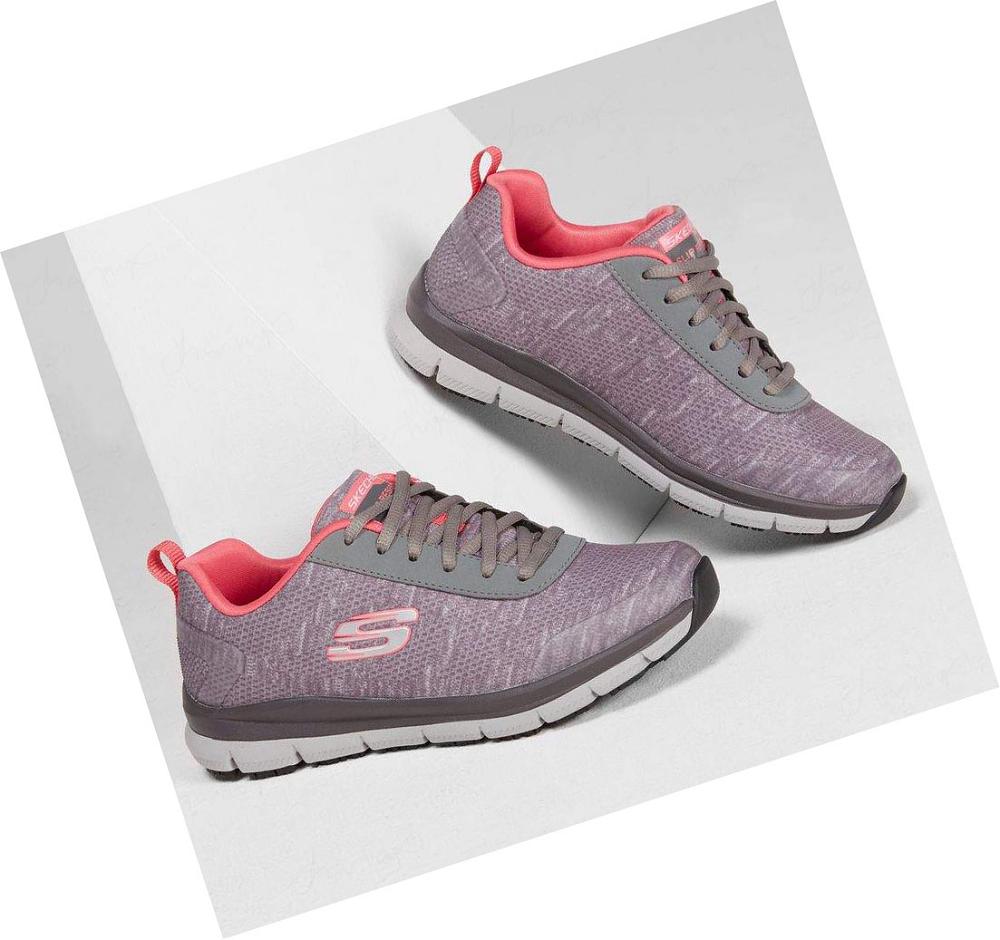 Zapatos De Trabajo Skechers Relaxed Fit: Comodidad Flex SR - HC Pro SR Mujer Gris Rosas | A6T1D_AR