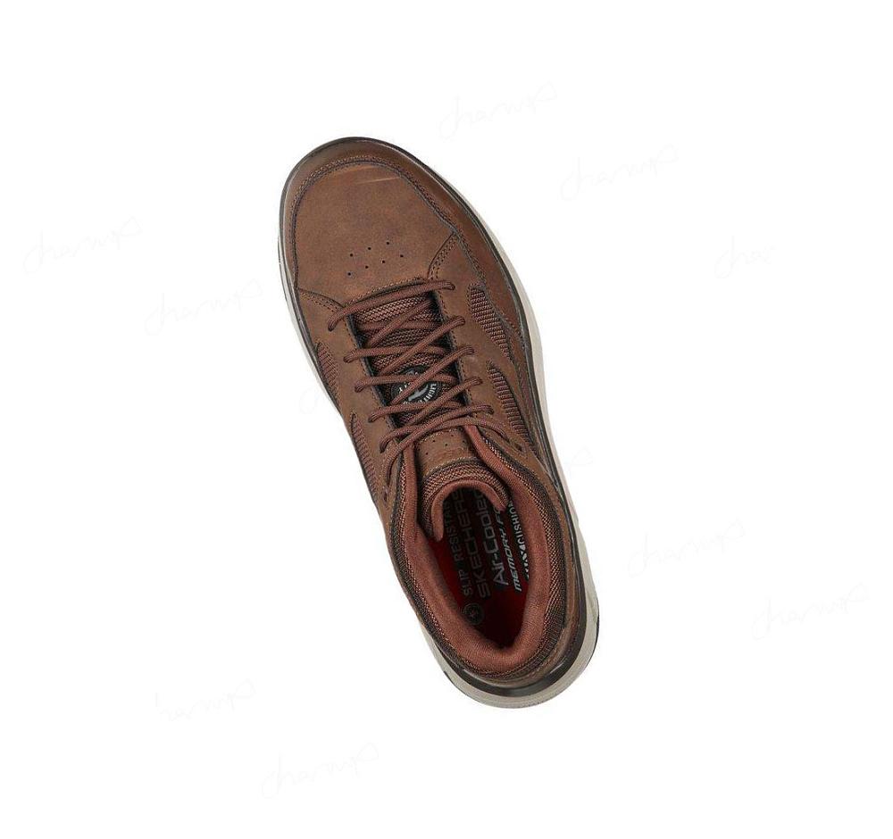 Zapatos De Trabajo Skechers Relaxed Fit: Max Stout Alloy Puntera Hombre Marrones | T211X_AR