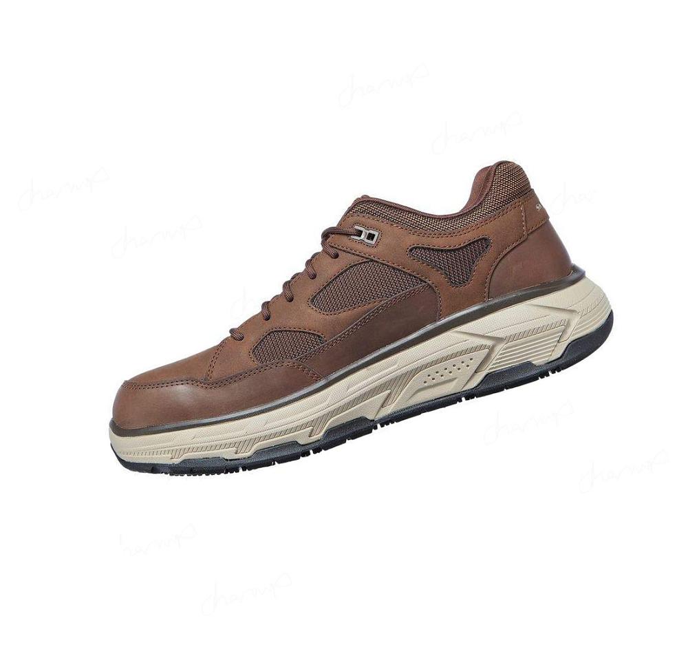 Zapatos De Trabajo Skechers Relaxed Fit: Max Stout Alloy Puntera Hombre Marrones | T211X_AR